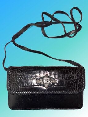 Brighton Vintage Crocodile-Embossed Leather Clutch Wallet Crossbody